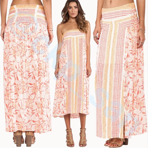 Rare Free People Squared Off Convertible Printed Maxi Skirt & Dress Sz S - Picture 2 of 16